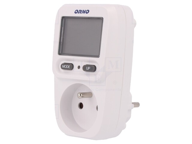 Priza cu contor de energie ORNO OR-WAT-419(GS), 16A, 230V, afisaj LCD, alb